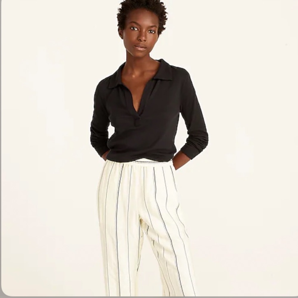 J. Crew NWT Ribbed Polo Long Sleeve T-Shirt - Black